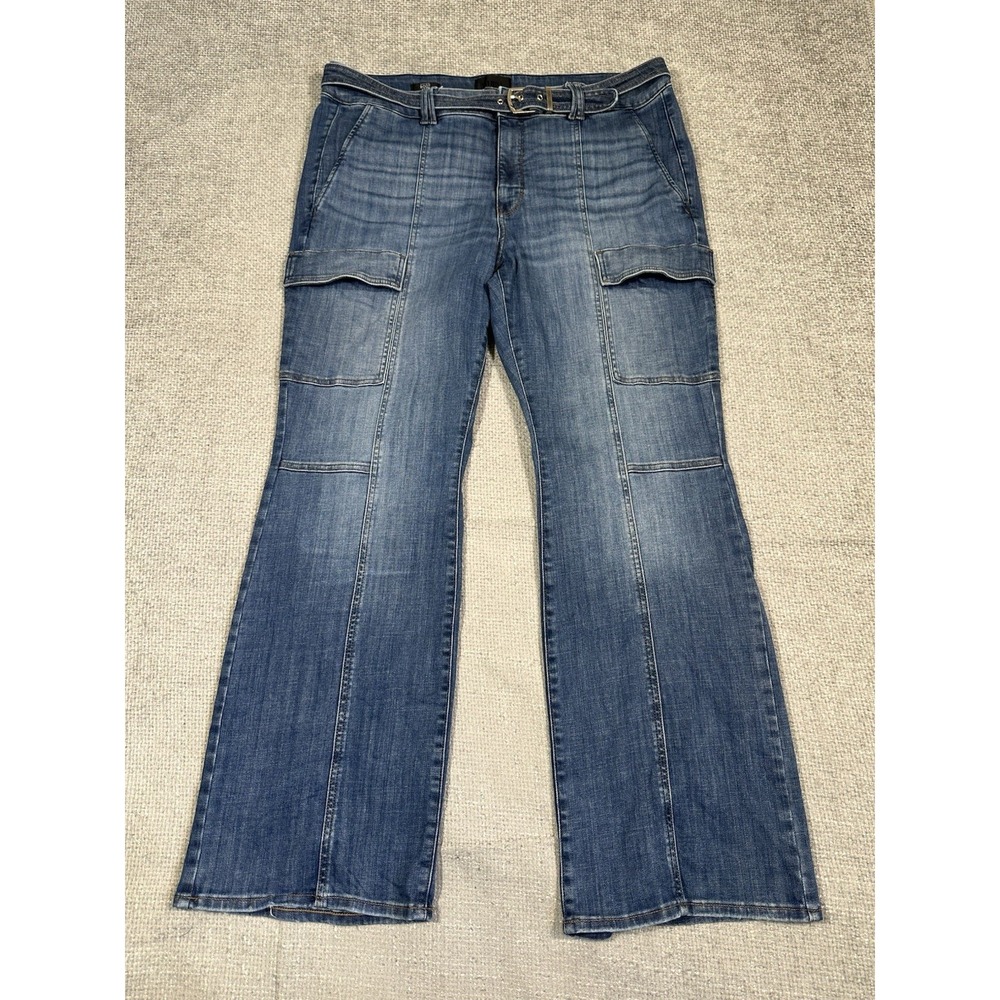 White House Black Market Jeans Womens 18‎ 40x32 Curvy Bootcut Cargo Belted